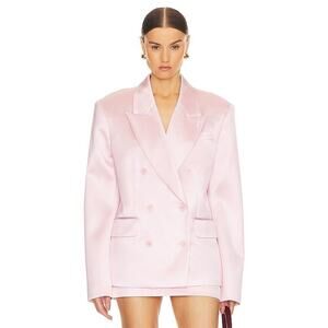 Helsa Heavy Satin Double‎ Breasted Pink Suit Jacket Blazer Size M Oversized NWT
